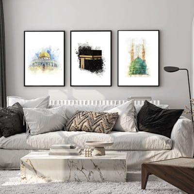Islam Poster Set van 3 stuks 40x50cm (zonder frame) - Islamitische Kunst aan de Muur - Wanddecoratie - Wall Art - Islamic wall art -Islamitische kalligrafie - Gepersonaliseerde posters