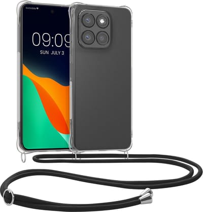 kwmobile telefoonhoesje geschikt voor Motorola Moto G86 5G - Hoesje met telefoonkoord - Back cover in zwart / transparant