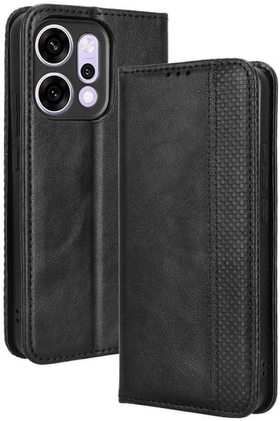 Coverup Hoesje - Geschikt voor OPPO Reno14 Hoesje - Coverup Vintage Style Book Case - Zwart