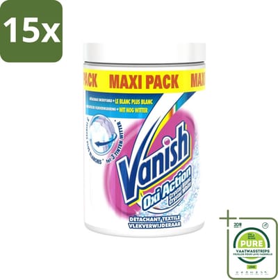 15 x Vanish Oxi Action - Vlekkenverwijderaar Poeder - Witte Was - Maxi Pack - 1 Kg - Grootverpakking - Vlekkenverwijderaar - Witte Was - Waspoeder - Wasmiddel - Vlekken Verwijderen