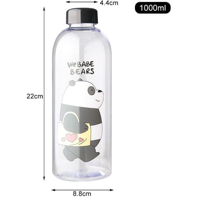 Waterflessen Schattige Panda Beer Beker 1000ml Met Rietje Transparante Cartoon Waterfles Drinkgerei Frosted Lekvrije Proteïne Shaker 1.0L white
