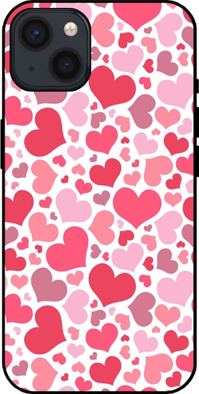 Smartphonica Telefoonhoesje Geschikt voor iPhone 13 met Hartjes Print - Hearts Design TPU Backcover Case - Kinder Hoesje met Hartjes Design geschikt voor iPhone 13