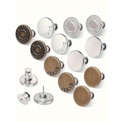 12 Pièces/ Ensemble Boutons Pins Pour Pantalons Jeans Amples, Pour Remplacements Boutons Jeans Resserreurs Ajustables Réutilisables Clips Métalliques Réduisent la Taille de Pantalons Trop Grands 12pcs multicolore