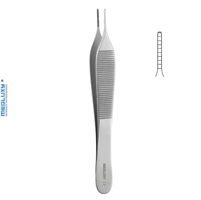 Medluxy - Adson Anatomische Pincet - 12 cm - 0.9 mm - M-0407 - EHBO, Verpleegkundige en Arts, Verpleegkunde - Hobby, Knutselen etc. - Weefsel Pincet, Thumb Dressing Forcep, Pince Brucceles