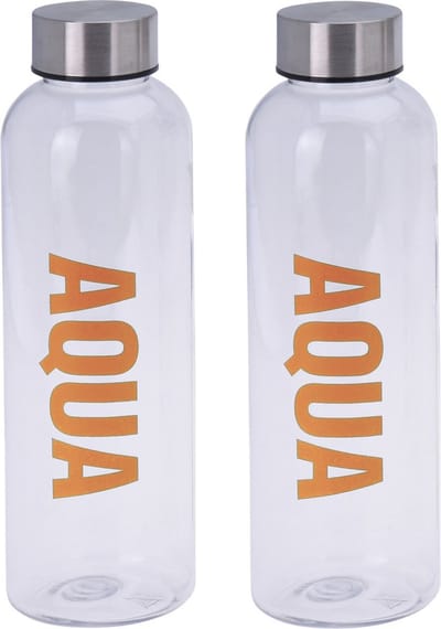 2x stuks bidon drinkfles/waterfles transparant/oranje 500 ml met schroefdop- Sportfles/sportbidon - Kunststof