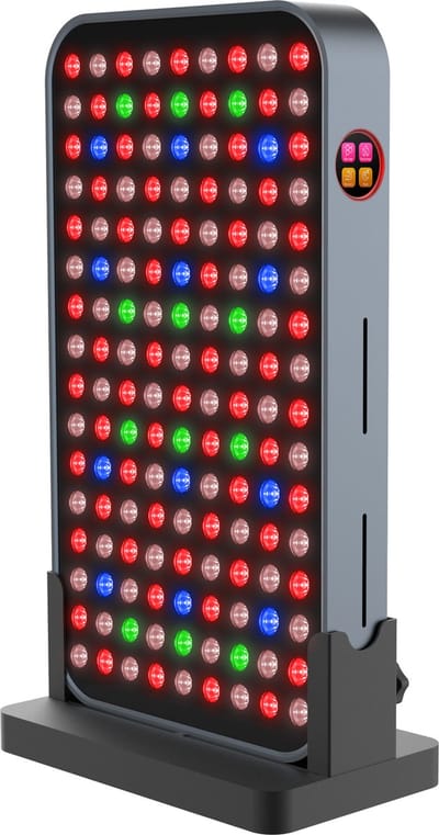 Lifelab Professional 720 watt Roodlichttherapie Lamp – LED Lichttherapie met 7 Golflengten (Rood, Blauw, Groen & nabij Infrarood NIR) – Pulsefunctie – Voor Huid, Acne, Collageen, Spierherstel, Gewrichten & Pijnverlichting – 4 Instelbare Kanalen
