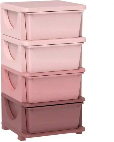 Opbergboxen - Ladekast met opbergdoos - Speelgoed organizer - Speelgoedkast - Roze - 37cm x 37cm x 76cm