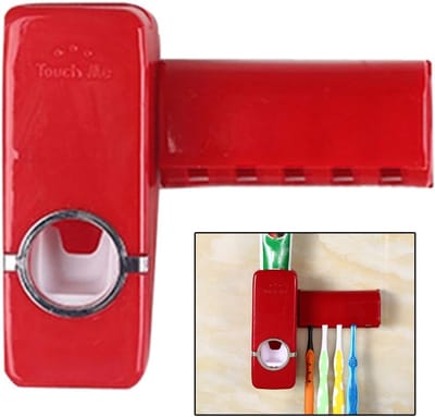 Oneay Handsfree tandpastadispenser, automatische tandpastaaanvoerder en houderset, inclusief tandenborstelhouder en aanvoerder, geschikt voor badkamers en toiletten thuis.