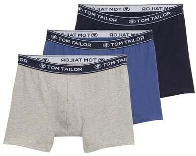 Tom Tailor - Halflange boxershorts in een 3-pack - Maat M - blau-mittel-melange