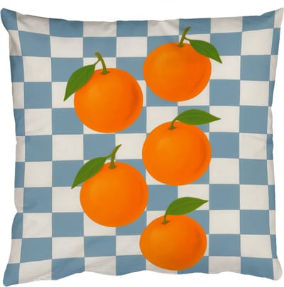 Sierkussens - Kussentjes Woonkamer - 50x50 cm - Sinaasappels - Blaadjes - Geblokt - Blauw