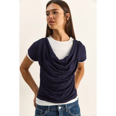 Dames T-shirt met Col en Korte Mouwen