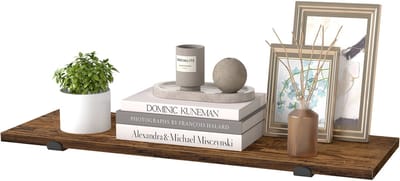 SONGMICS - Wandplank - Zwevend Wandrek van Hout - Modern Design - Voor Woonkamer Slaapkamer Eetkamer