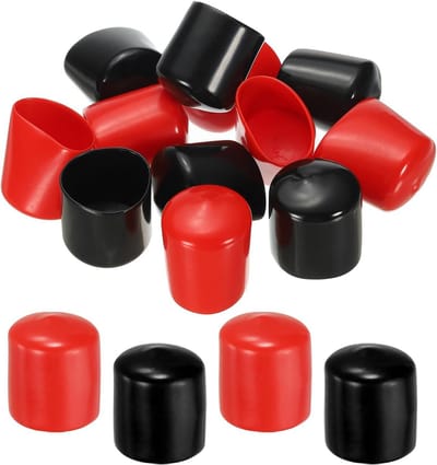 12x Ronde Rubberen Eindkappen 31mm - Zwart & Rood - Flexibele Beschermdoppen voor Schroeven en Buis