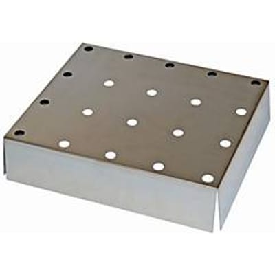 Geperforeerd plaatinzetstuk standaard voor asecos veiligheidskasten van de series Q30, Q90, S90 en K90, roestvrij staal 1.4016, B 409 x D 474 x H 107 mm, tot 75 kg