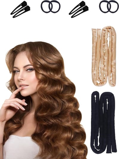 Set van 2 hittevrije haarrollers voor 's nachts, perfecte krullen zonder warmte, ideaal voor lang en kort haar