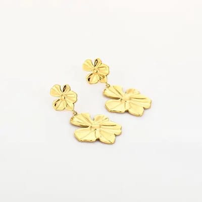 Oorbellen - bloemen - goud