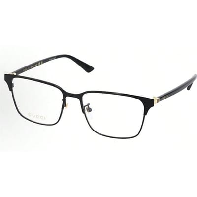 Gucci GG0756OA 001 Zwart & Goud Rechthoekige Bril voor Mannen en Vrouwen zwart