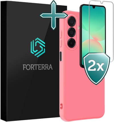 Hoesje Met 2x Screenprotector - Geschikt voor Samsung Galaxy A26 - Sterk & Shockproof - Telefoon Hoes - Back Cover - Siliconen Case - Lichtroze