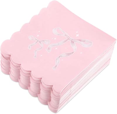 100 Stuks Servetten met Strik, 30x30cm, Decoratieve Servetten voor Bruiloften, Verjaardagen en Feestjes in Roze