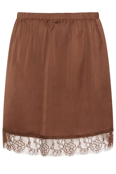 Limited Collection Chocoladebruin Satijnen Shorts Met Kanten Zoom Size 38