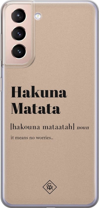 Casimoda® hoesje - Geschikt voor Samsung S21 Plus - Hakuna Matata - Backcover - Siliconen/TPU - Bruin/beige
