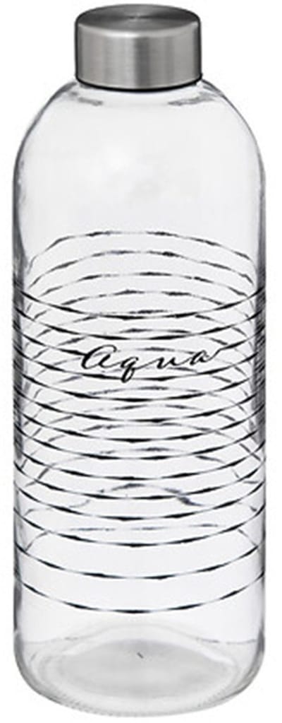 5Five Glazen waterfles - drinkfles - sportfles - helder transparant - met RVS dop - 1000 ml