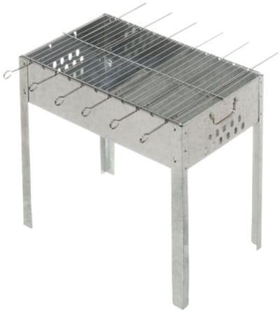 Mustang Grill Mangal Stalen Houtskool grill barbeque voor kebab en shashliek | 6 spiesen