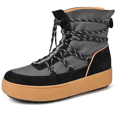 Noordoost Sneeuwlaarzen Heren Winter Nieuw Buiten Plus Pluis Verdikt Warme Katoenen Schoenen Dikke Zool Antislip Echt Lederen Schoenen 45 black