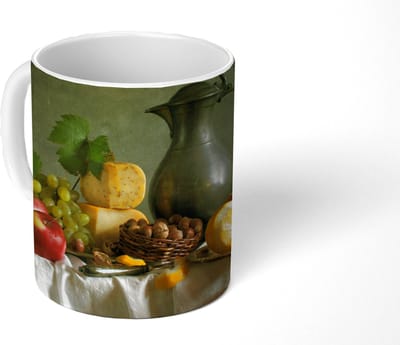 Mok - Koffiemok - Rustiek - Kaas - Theekan - Fruit - Stilleven - Mokken - 350 ML - Beker - Koffiemokken - Theemok