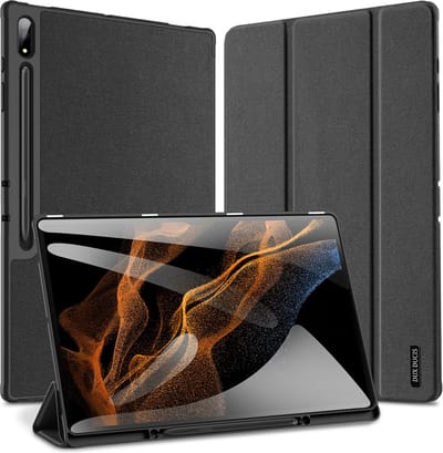 Dux Ducis - Tablet hoes geschikt voor Samsung Galaxy Tab S9 Ultra (2023) - Domo Book Case - Auto Wake/Sleep functie - Zwart