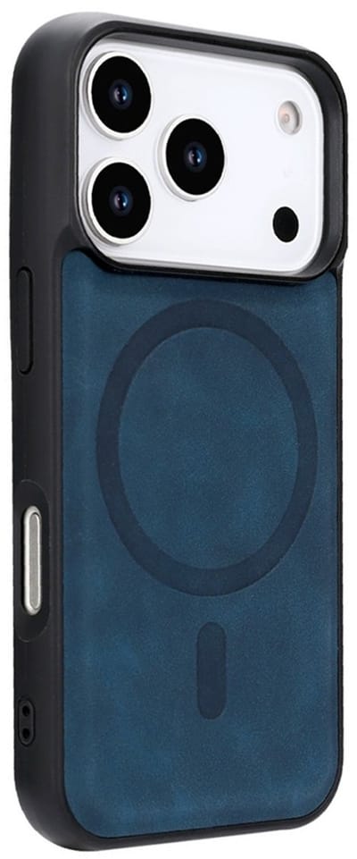 CaseMania Bookcase hoesje geschikt voor Apple iPhone 17 Pro - Effen Donkerblauw - Kunstleer - Compatible met MagSafe