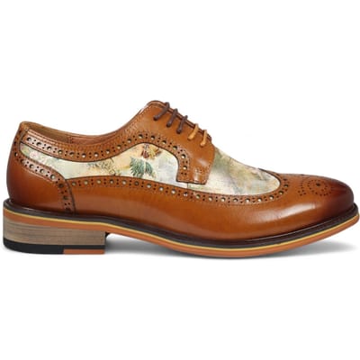 Justin Reess Heren Bruine Leren Iconic Print Brogue Dress Schoenen - Scott