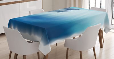 ABAKUHAUS Dolfijn Tafelkleed, Onderwater Scene Vis, Waterdicht Wasbaar Met Duidelijke Zichtbare Kleuren, Geen Vervaging Gepersonaliseerd, 140 x 240 cm, Donkerblauw Lichtblauw