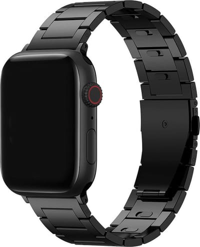 By Qubix - Geschikt voor Apple Watch bandje - Titanium band - Zwart - Geschikt voor Apple watch 44mm / 45mm / 46mm / 49mm (Ultra 1,2 en 3)