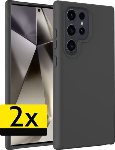 Hoesje - 2 Stuks - Geschikt voor Samsung Galaxy S24 Ultra - Sterk & Shockproof - Case Siliconen - Back Cover - Telefoon Hoes - Telefoonhoesjes - Zwart