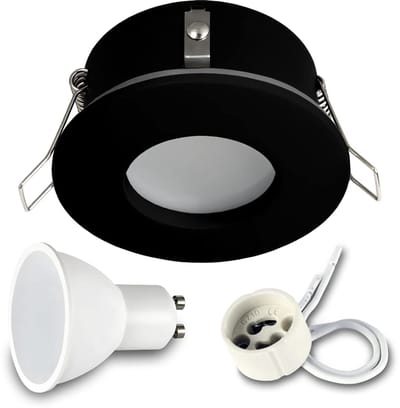 Kwazar Luminaire inbouwspot GU10 inbouwlamp 7W warmwit plafondspot IP44 inbouwspot keuken badkamerlamp RIK.5 zwart inbouwframe