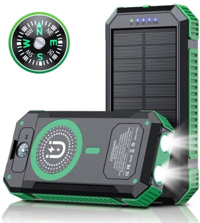 Solar Powerbank 20.000 mAh –15W draadloos opladen – 3 Apparaten tegelijk - Zonne-energie powerbank – Magnetisch - Met led zaklamp - outdoor - Camping - noodpakket