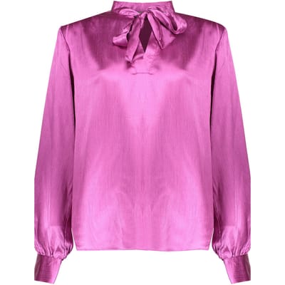 Geisha Blouse Satin With Bow Purple Size: M | Blouses Outlet | Dames | Paars