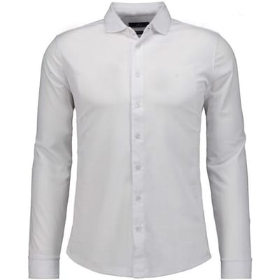 Ragman Overhemd Soft Knit Uni Color Easy Care Wit / male