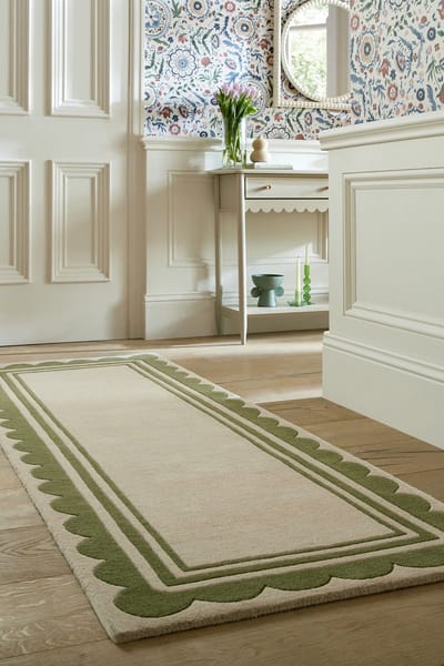 Flycarpets Loper - Laagpolig vloerkleed Lois - 100% Wol - Groen 80 x 230 cm