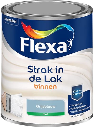 Flexa - Strak In De Lak Binnenlak Mat - Grijsblauw - Mengverf - 750 Ml