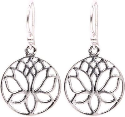 Yogi & Yogini naturals Oorbellen lotus messing zilverkleurig (1,8 cm)