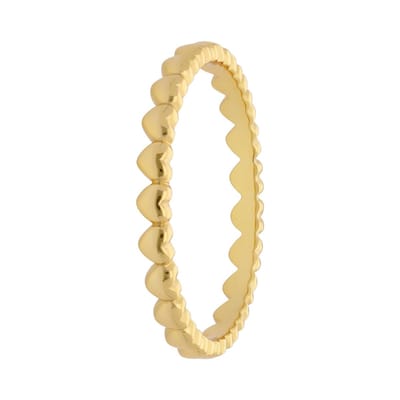 Lucardi Dames Zilveren goldplated ring met hartjes - Ring - 925 Zilver - Goudkleurig - 18 / 57 mm