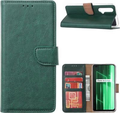Bookcase Geschikt voor: Xiaomi REALME X50 5G - Groen - portemonee hoesje