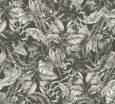 PALMBLADEREN BEHANG | Junglestijl - Zwart Wit - Living Walls Drawn Into Nature