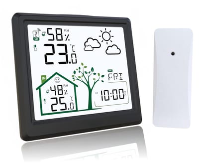CRLYN® Weerstation Binnen en Buiten - Hygrometer Draadloos - Luchtvochtigheidsmeter