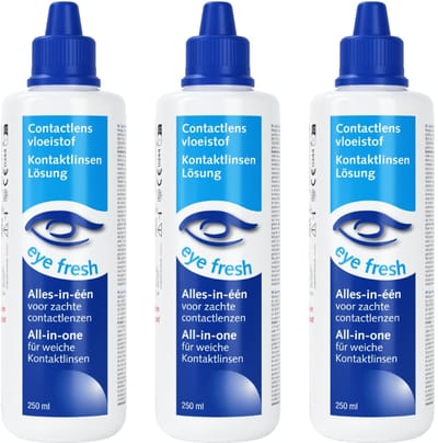 Eye Fresh 3 x 250 ml - Alles-in-één Lenzenvloeistof voor zachte contactlenzen - Voordeelverpakking