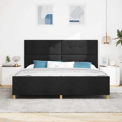 vidaXL - Bedframe - met - hoofdeinde - Zwart - 200 - x - 200 - cm - Stof