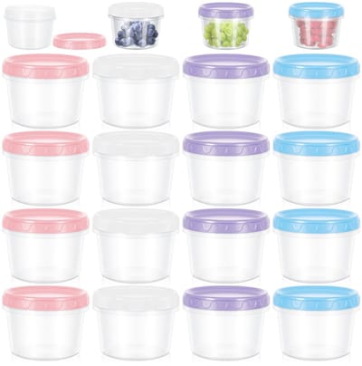 Dailygoods - Starvortex 16 stuks kleine voedselcontainers met deksels, 450 ml herbruikbare snackpotten, lekvrije plastic containers met schroefsluiting, kleine kuipen met deksels voor lunch, yoghurt, fruit