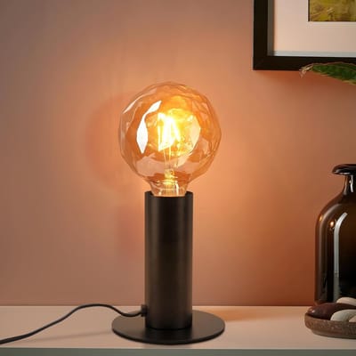 Glitzerlife - Tafellamp Tafellamp Bedlamp Industrieel Vintage - Retro Nachtlamp E27 met Schakelaar - Metalen Basis Minimalistisch - Ø16 cm - Zwart